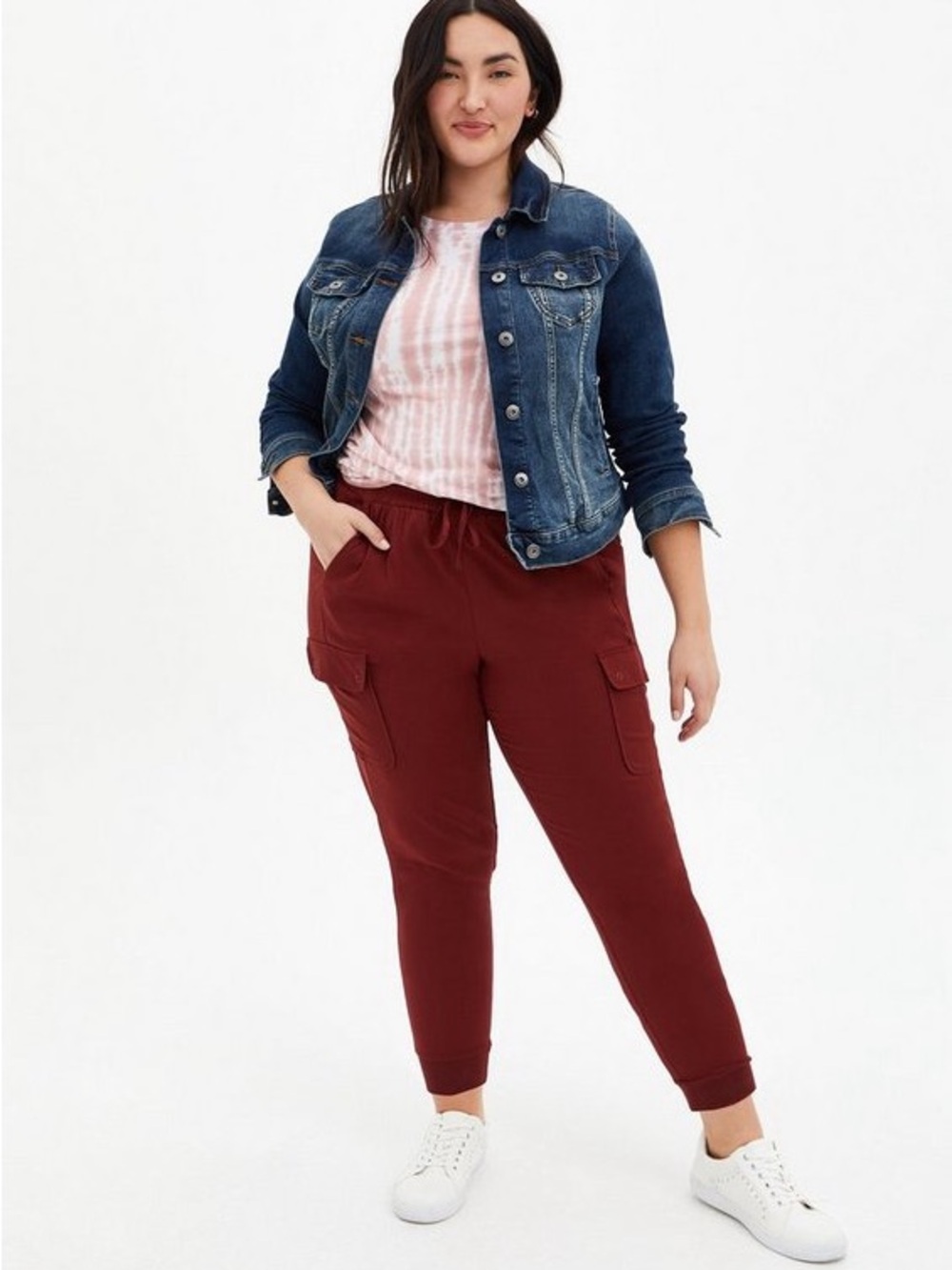 Torrid Relaxed Fit Cargo Jogger Burgundy Pants Size 1X